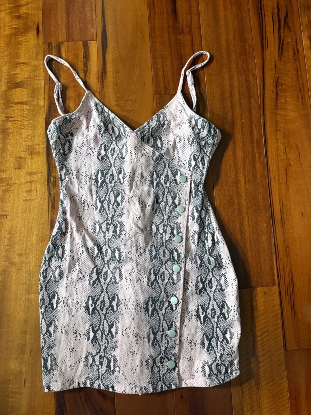 superdown White and Teal Snakeskin Mini Dress